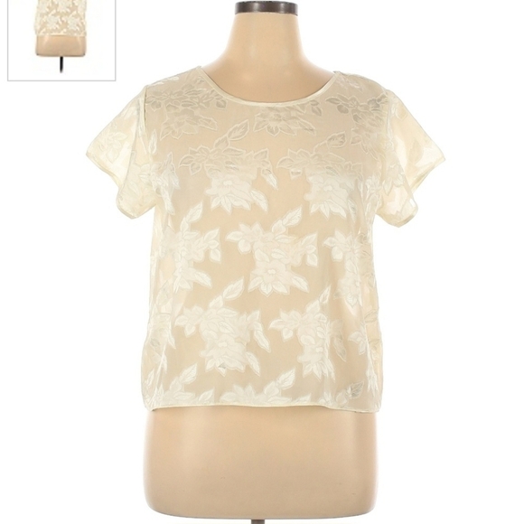 Vintage Tiffany's Closet Silky Sheer Floral Applique Women's 1X Lingerie Top EUC